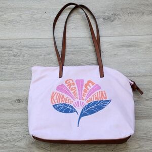 Sonoma Pink Floral Tote Bag Kindness Grows From Within Beach Shoulder Canvas